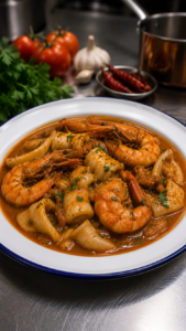 Guiso de sepia y gambones